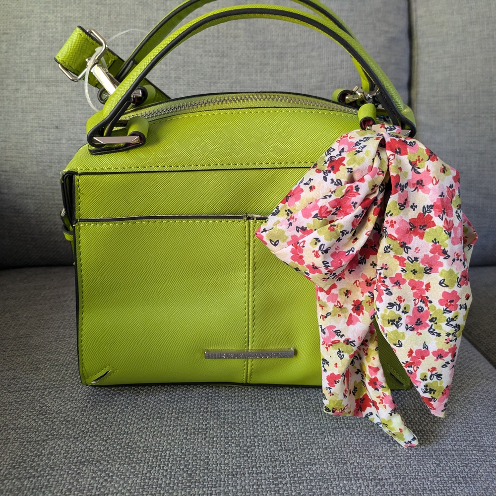 Steve Madden Green and Pink Satchel with Floral Scarf